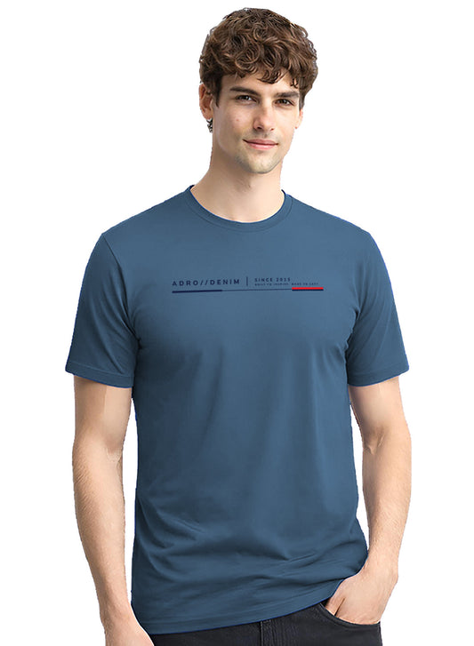ADRO Mens Printed T-Shirt| Cotton Printed Tshirt for men| Regular Fit Casual T-Shirts | Premium Summer Tshirts Captain Blue