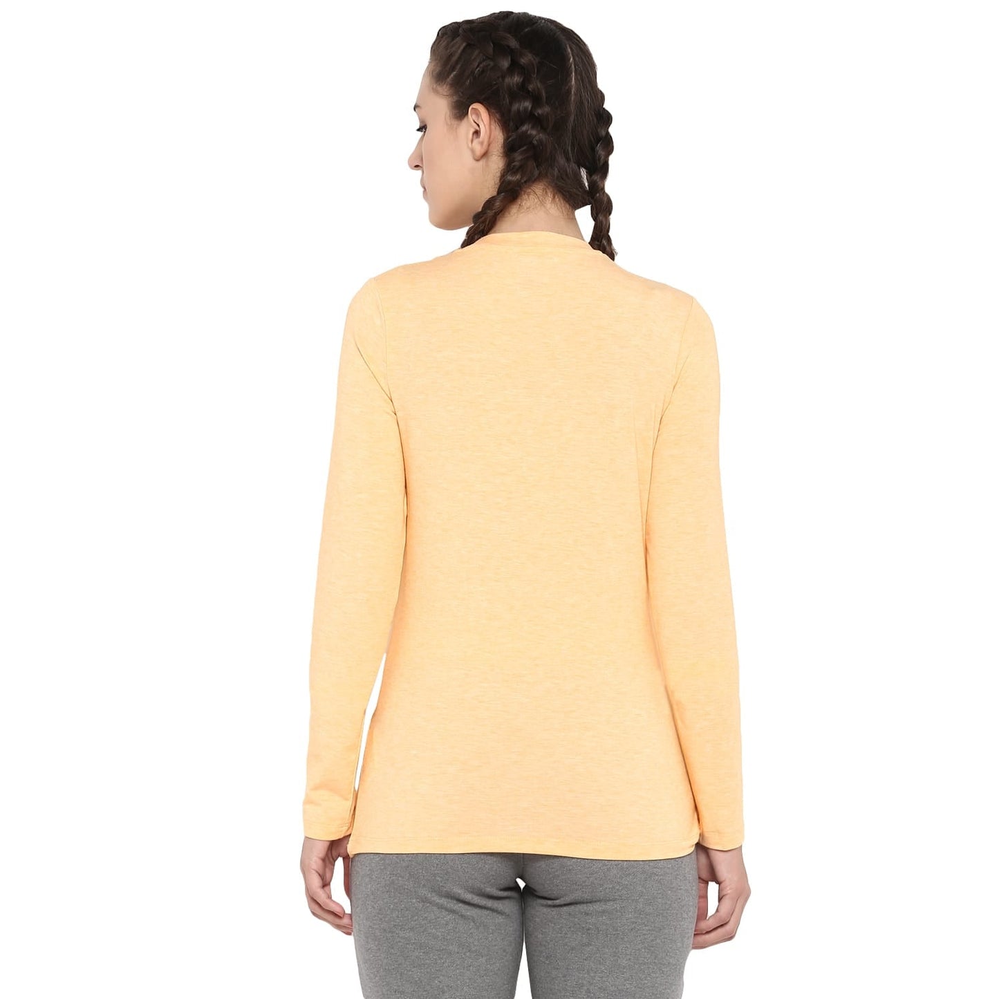 Alcis Women Orange Solid Round Neck T-shirt