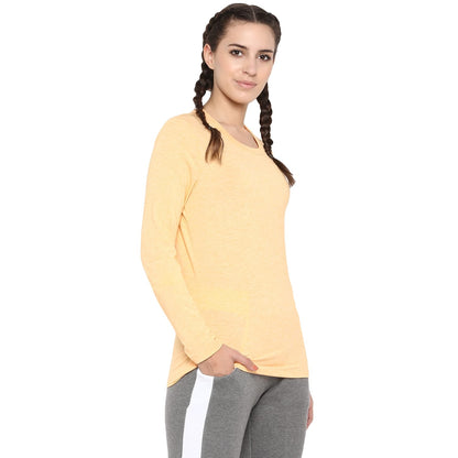 Alcis Women Orange Solid Round Neck T-shirt