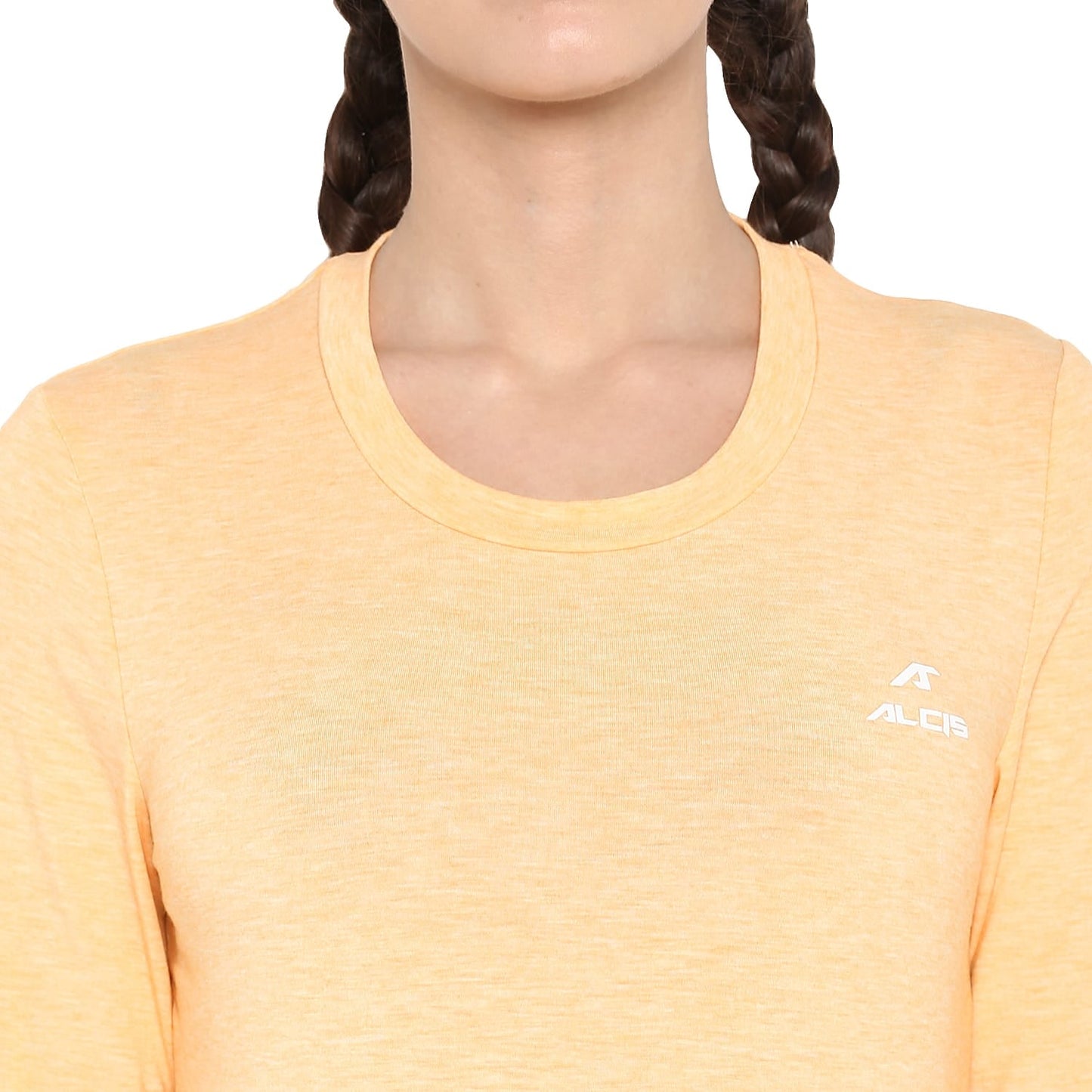 Alcis Women Orange Solid Round Neck T-shirt