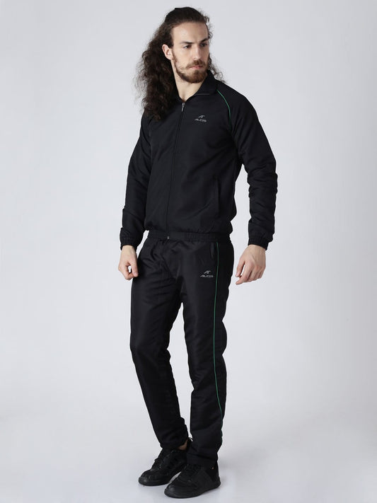 Alcis Mens Solid Black-Green Tracksuit-S-Black AFW16CMWT0017-S
