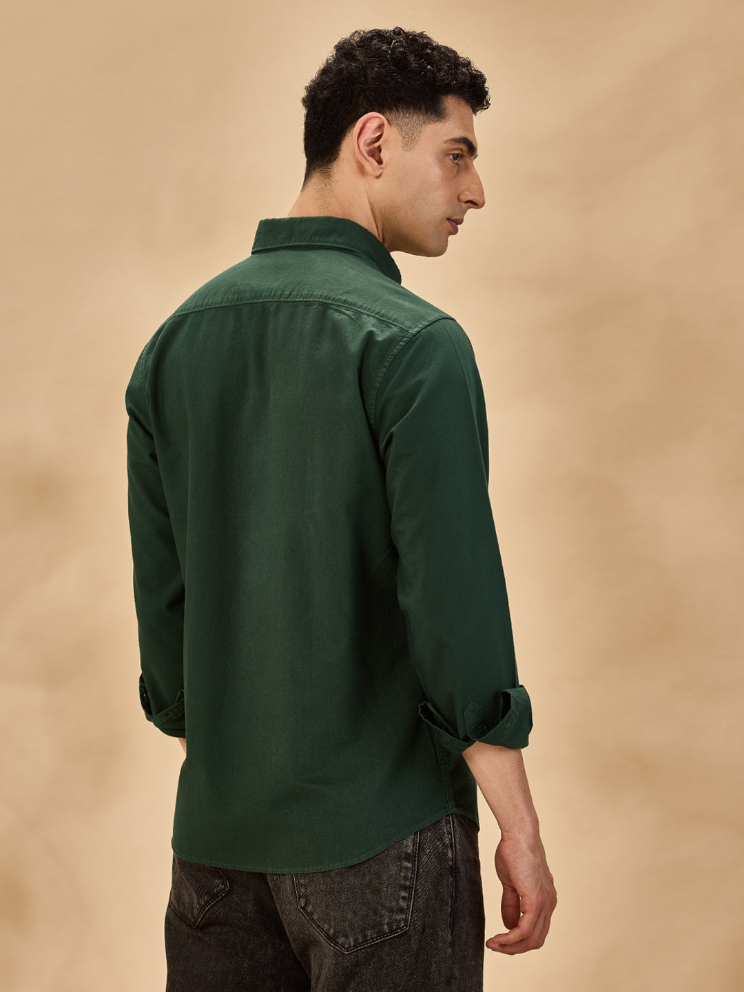 Aldeno Men Oxford Green Casual Shirt (GREEN)