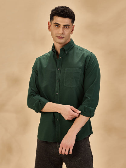 Aldeno Men Oxford Green Casual Shirt (GREEN)