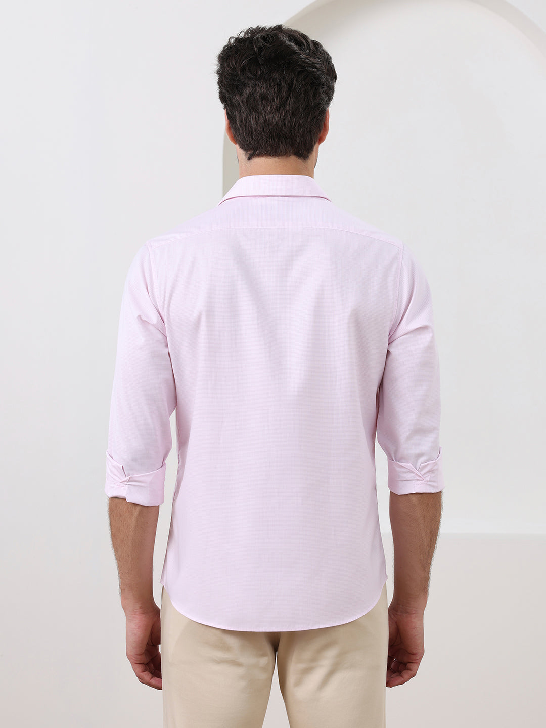 Pink Regular Fit Checked Formal Cotton Shirt for Men (CISAR)