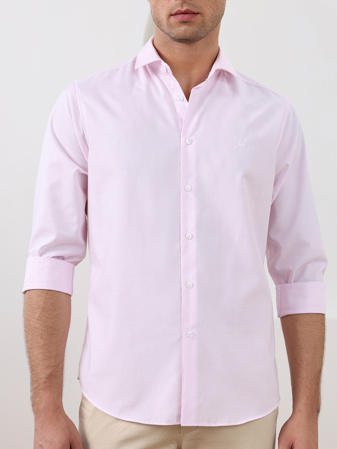 Pink Regular Fit Checked Formal Cotton Shirt for Men (CISAR)