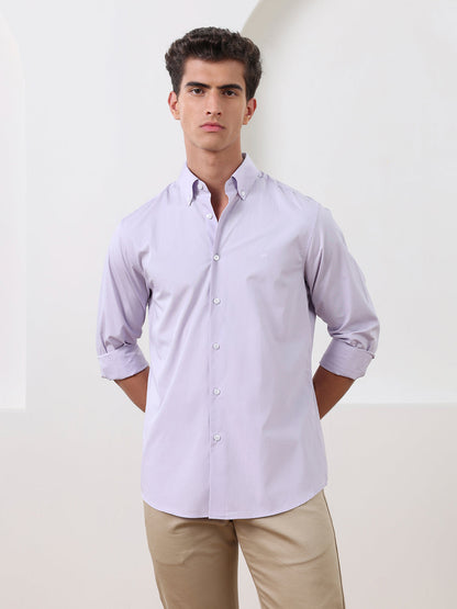 Lavender Regular Fit Solid Formal Cotton Shirt for Men (LEWD)