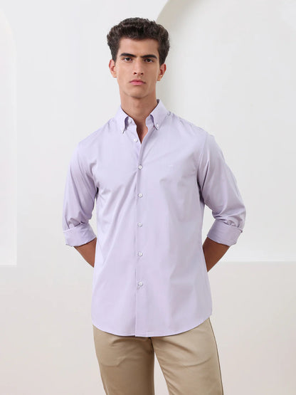 Lavender Regular Fit Solid Formal Cotton Shirt