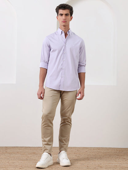 Lavender Regular Fit Solid Formal Cotton Shirt for Men (LEWD)
