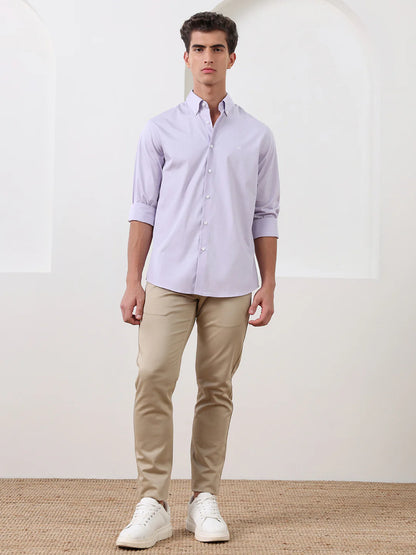 Lavender Regular Fit Solid Formal Cotton Shirt