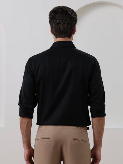 Black Regular Fit Solid Formal Cotton Non-Iron Shirt for Men (NOLIS)