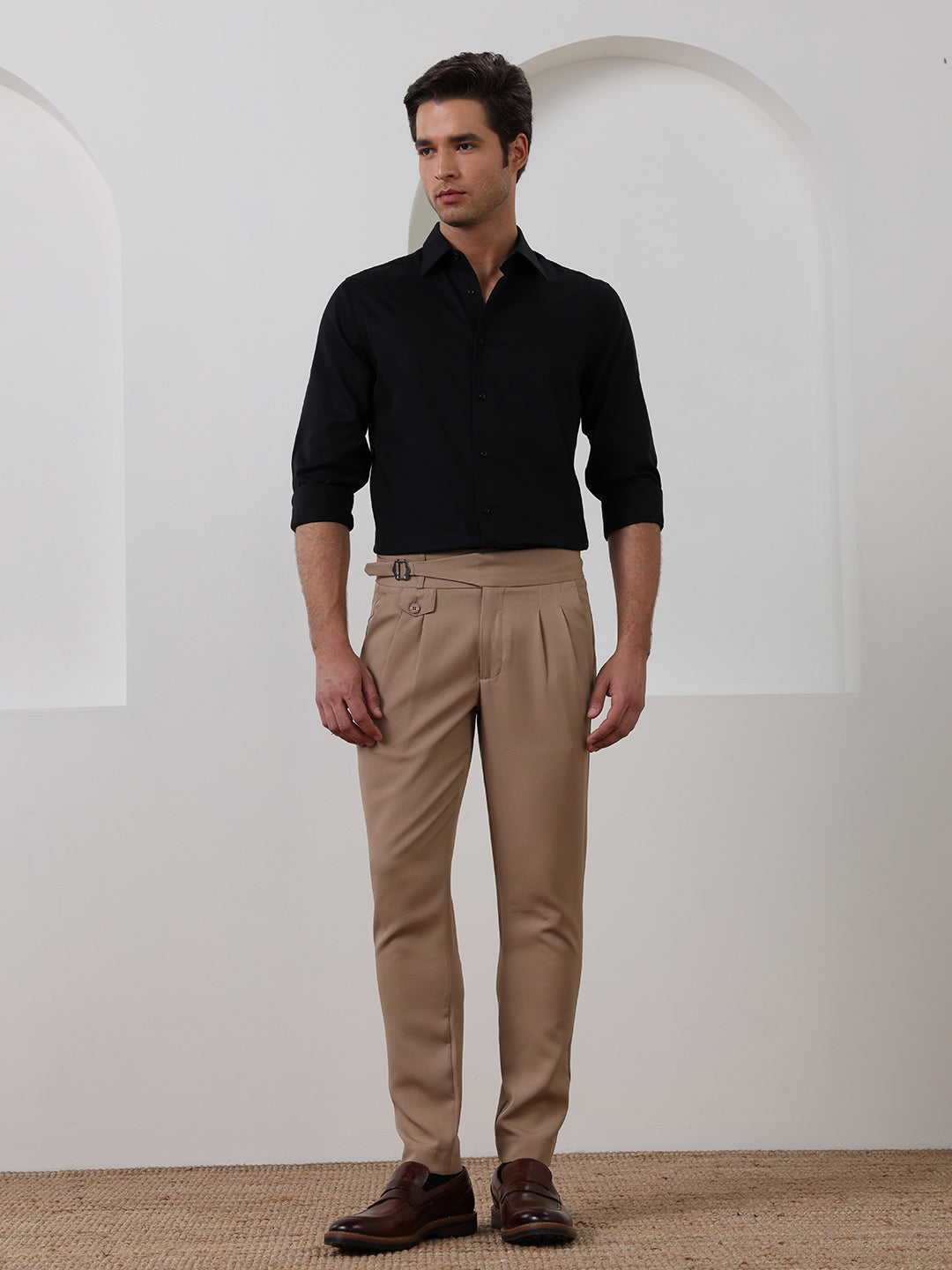 Black Regular Fit Solid Formal Cotton Non-Iron Shirt for Men (NOLIS)