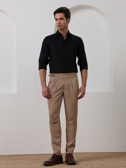 Black Regular Fit Solid Formal Cotton Non-Iron Shirt for Men (NOLIS)
