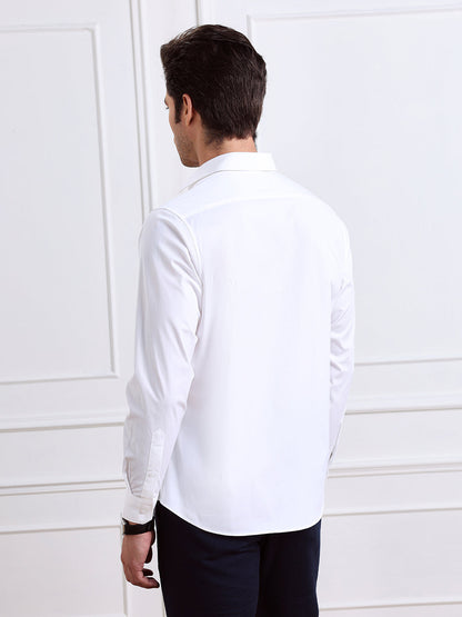 White Regular Fit Solid Formal Cotton Shirt for Men (LADAK)