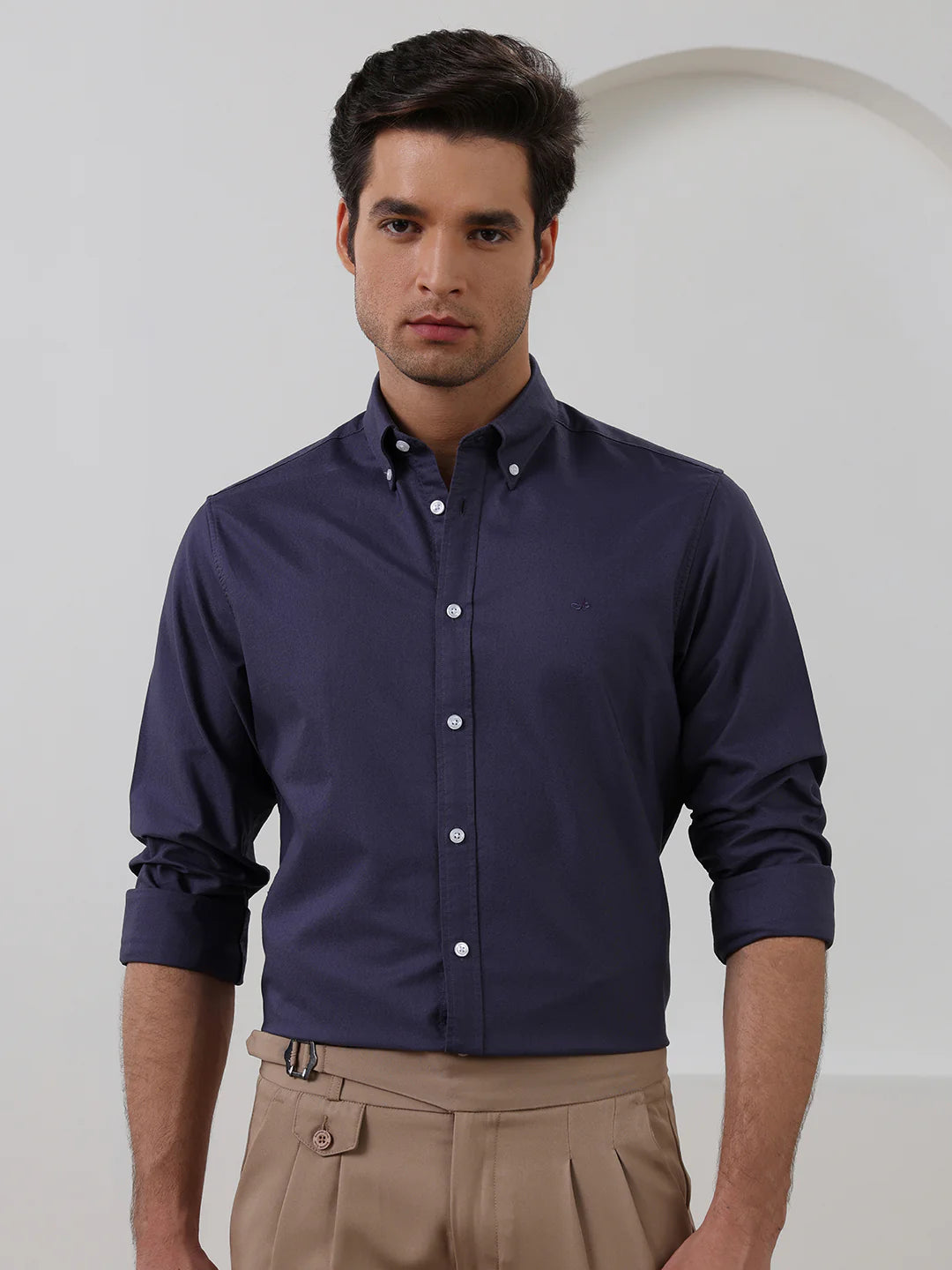 Lavender Regular Fit Solid Casual Cotton Shirt