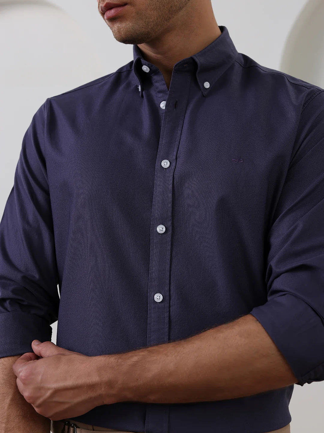 Lavender Regular Fit Solid Casual Cotton Shirt