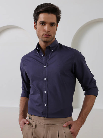 Lavender Regular Fit Solid Casual Cotton Shirt