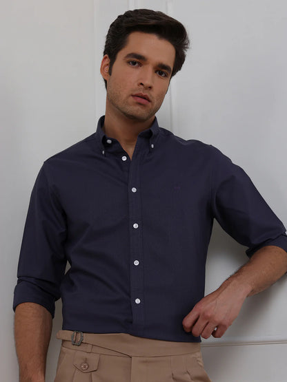 Lavender Regular Fit Solid Casual Cotton Shirt