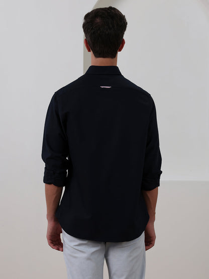 Black Regular Fit Solid Casual Cotton Shirt for Men (LIRIC)