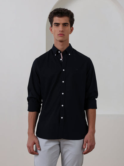 Black Regular Fit Solid Casual Cotton Shirt for Men (LIRIC)
