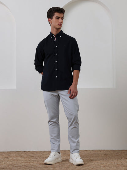Black Regular Fit Solid Casual Cotton Shirt for Men (LIRIC)