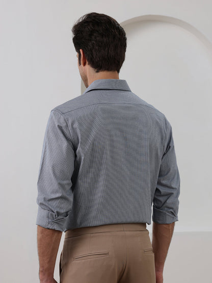 Grey Regular Fit Checked Formal Cotton Shirt for Men (CURTA)