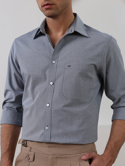 Grey Regular Fit Checked Formal Cotton Shirt for Men (CURTA)