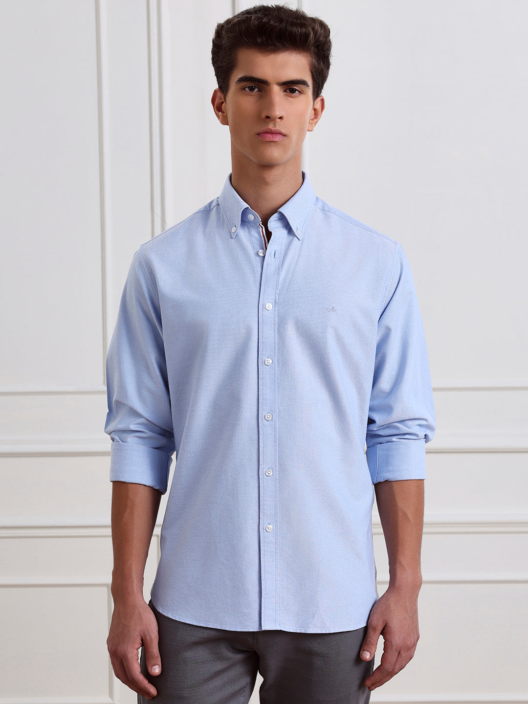Blue Regular Fit Solid Casual Cotton Shirt for Men (LABAH)