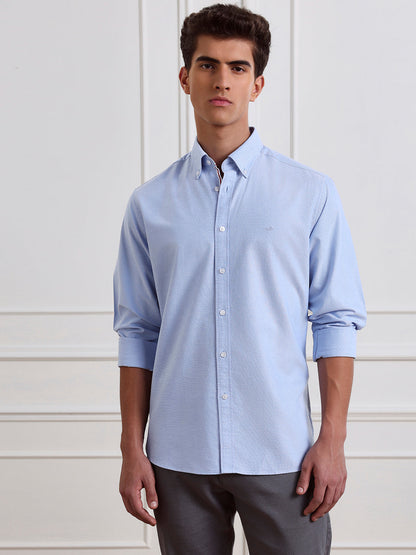 Blue Regular Fit Solid Casual Cotton Shirt for Men (LABAH)