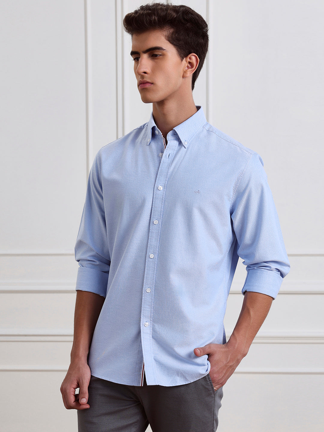 Blue Regular Fit Solid Casual Cotton Shirt for Men (LABAH)