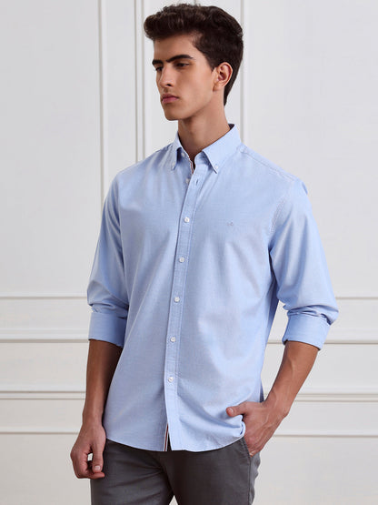 Blue Regular Fit Solid Casual Cotton Shirt for Men (LABAH)