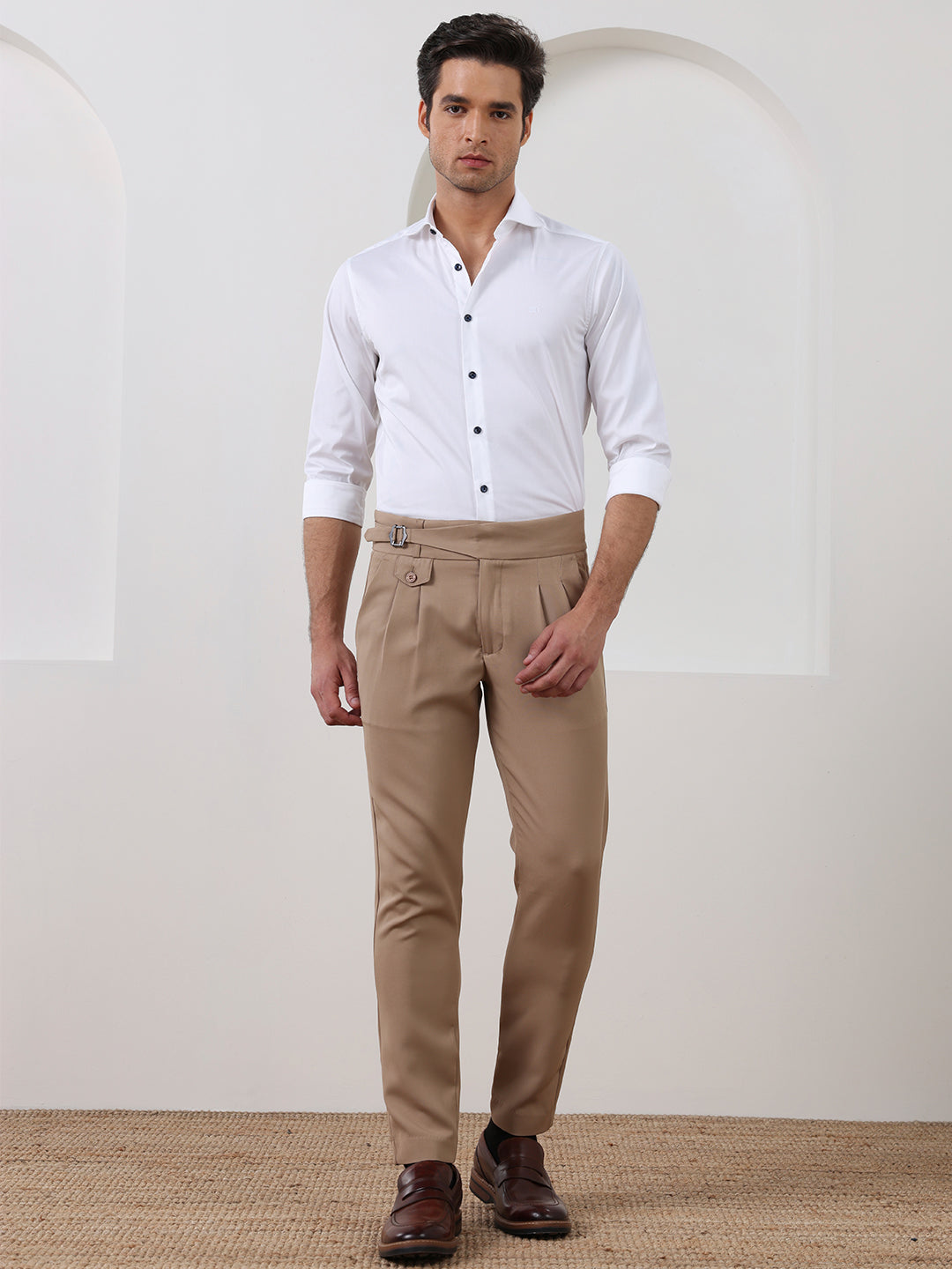 White Regular Fit Solid Formal Polyester Shirt for Men (LUWX)