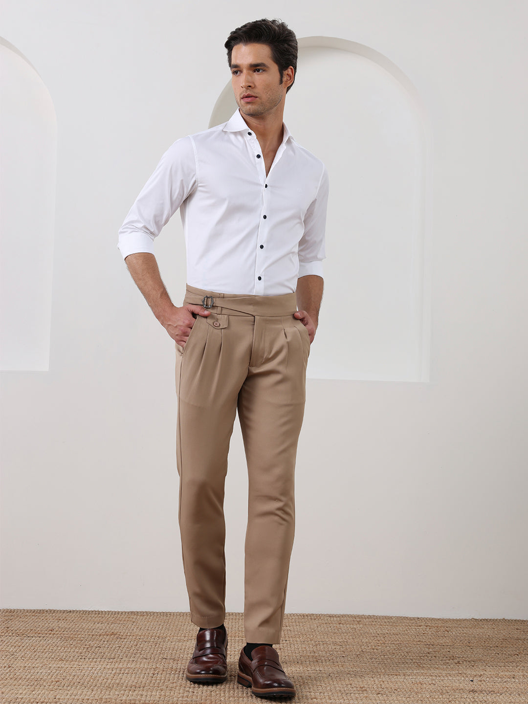 White Regular Fit Solid Formal Polyester Shirt for Men (LUWX)