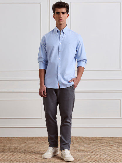 Blue Regular Fit Solid Casual Cotton Shirt for Men (LABAH)