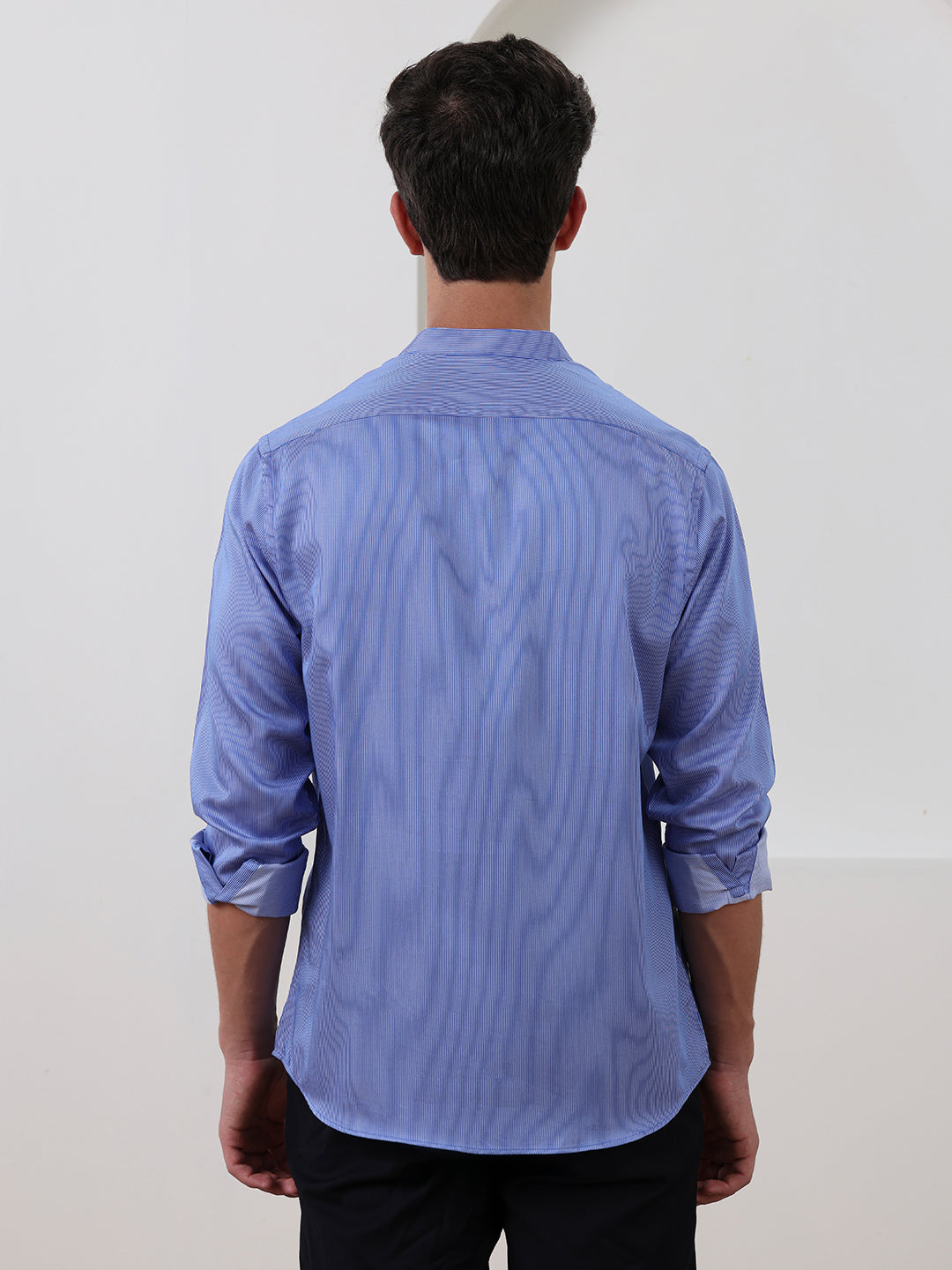 Blue Regular Fit Striped Casual Cotton Shirt for Men (COLLE)