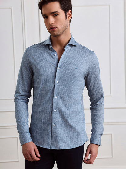 Blue Slim Fit Checked Casual Cotton Shirt for Men (LABAC)