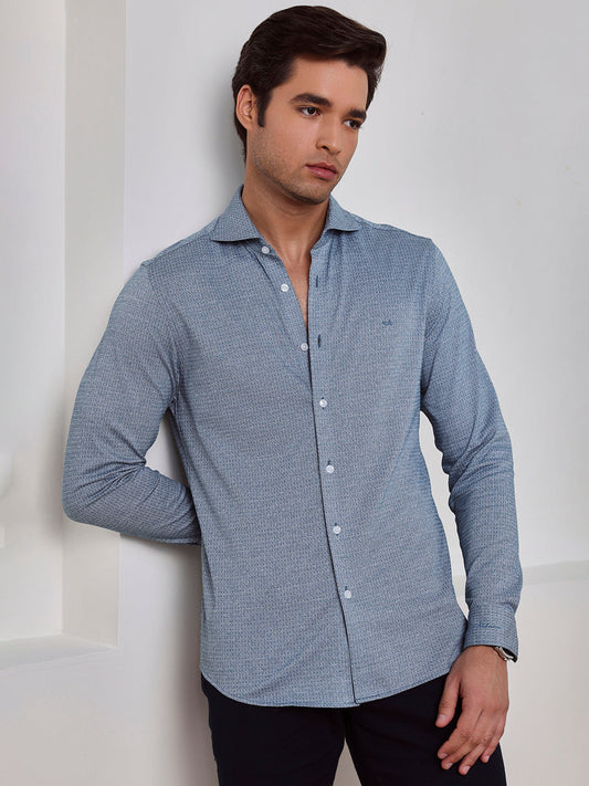 Blue Slim Fit Checked Casual Cotton Shirt for Men (LABAC)