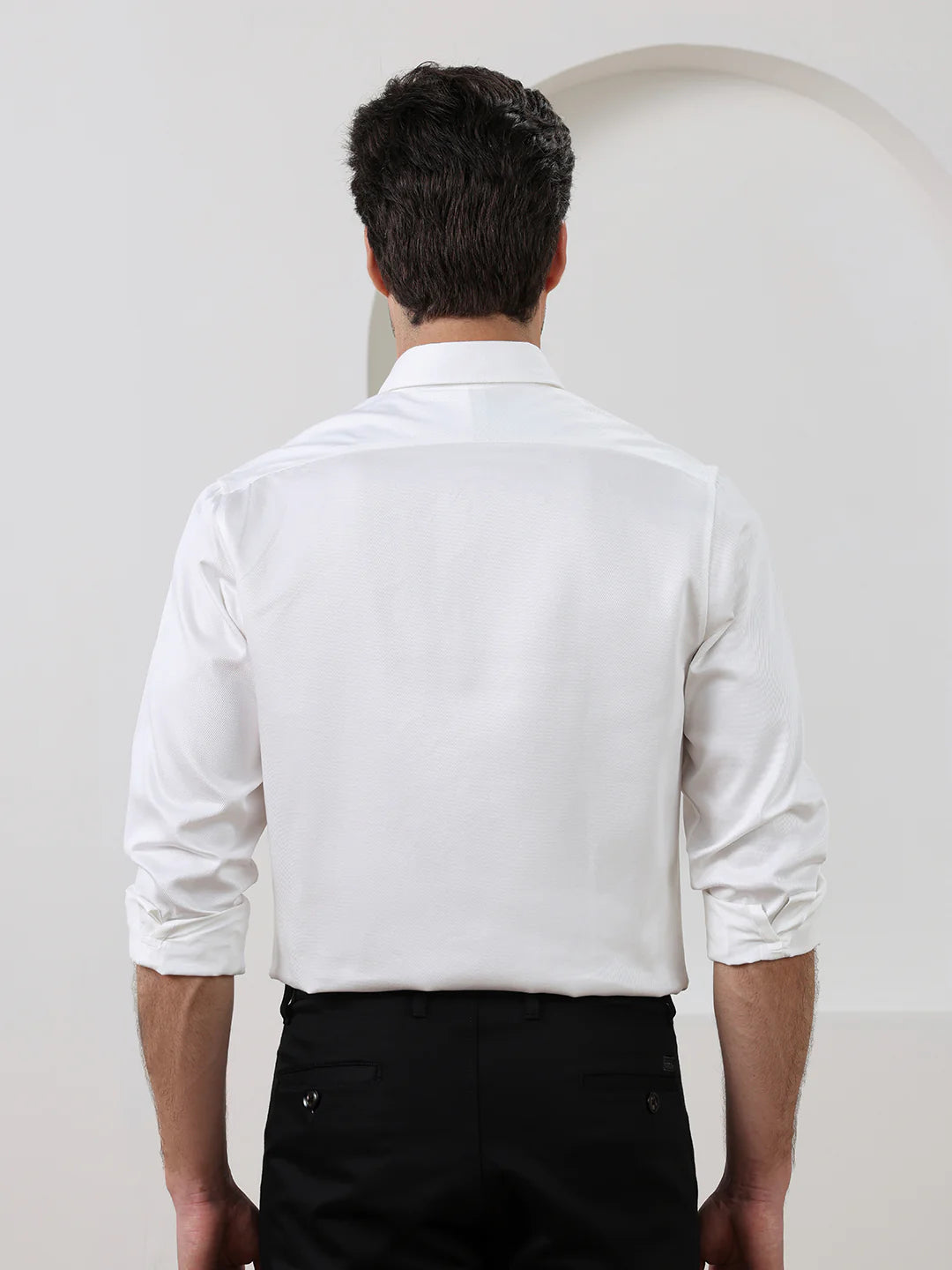 White Regular Fit Solid Formal Cotton Shirt