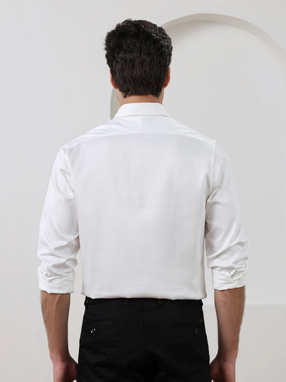 White Regular Fit Solid Formal Cotton Shirt