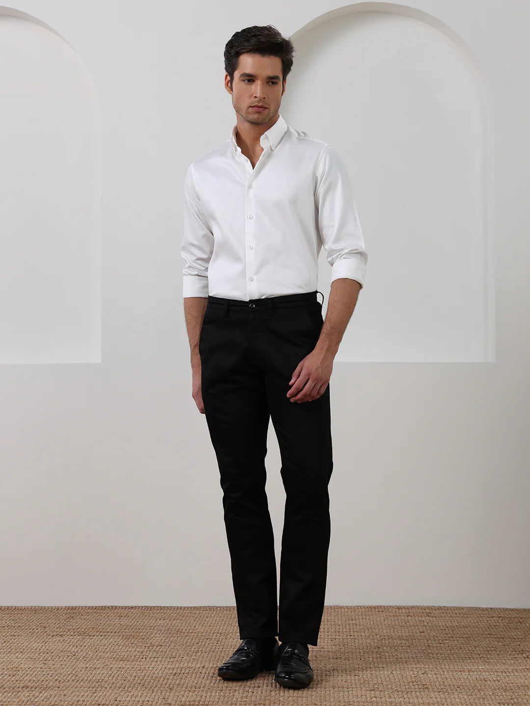White Regular Fit Solid Formal Cotton Shirt