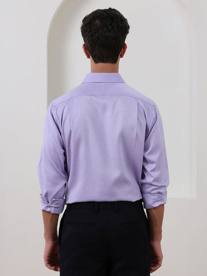 Purple Regular Fit Solid Formal Cotton Non-Iron Shirt for Men (NAGRA)