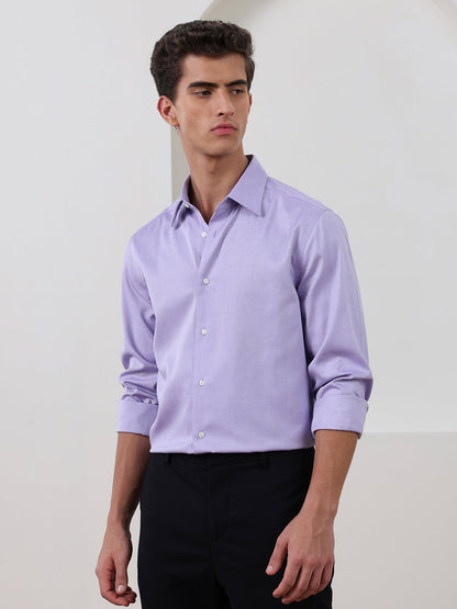 Purple Regular Fit Solid Formal Cotton Non-Iron Shirt for Men (NAGRA)