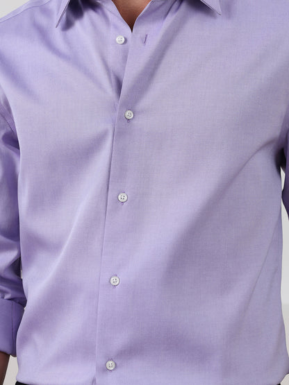 Purple Regular Fit Solid Formal Cotton Non-Iron Shirt for Men (NAGRA)