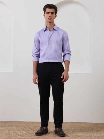 Purple Regular Fit Solid Formal Cotton Non-Iron Shirt for Men (NAGRA)