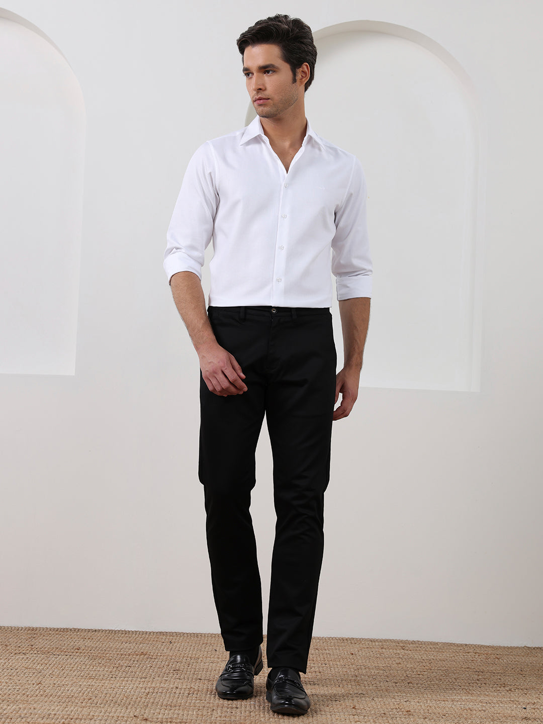 White Regular Fit Solid Formal Cotton Shirt for Men (LUPRA)