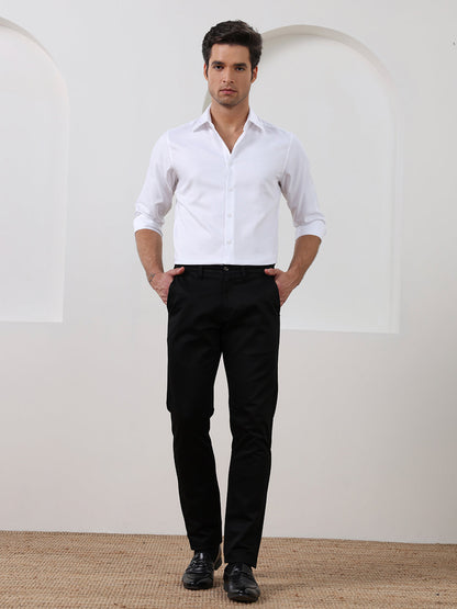 White Regular Fit Solid Formal Cotton Shirt for Men (LUPRA)