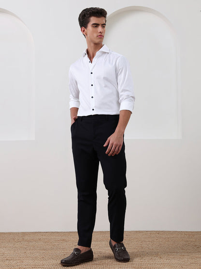White Regular Fit Solid Formal Cotton Shirt for Men (LAWO)