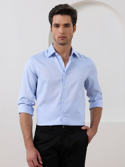 Blue Regular Fit Solid Formal Cotton Non-Iron Shirt for Men (NRUCI)