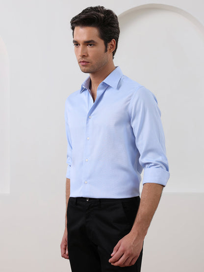 Blue Regular Fit Solid Formal Cotton Non-Iron Shirt for Men (NRUCI)