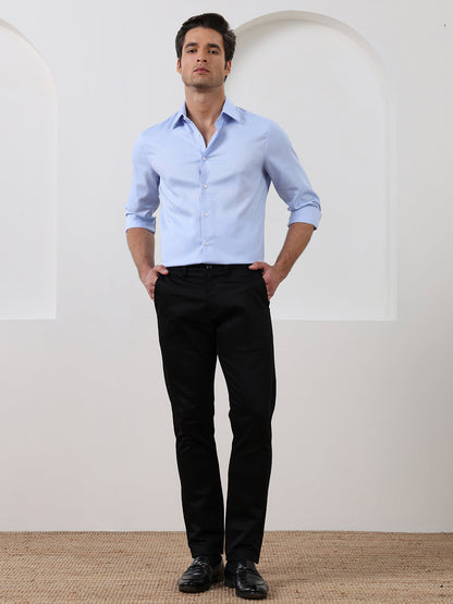 Blue Regular Fit Solid Formal Cotton Non-Iron Shirt for Men (NRUCI)