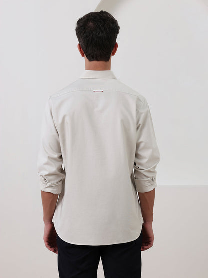 Off White Regular Fit Solid Casual Cotton Shirt for Men (LODEN)